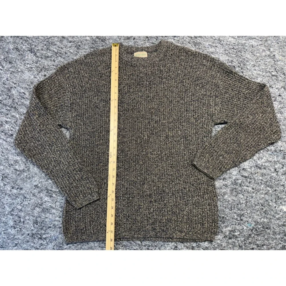 St Johns Bay Mens Large Tall Vintage Marled Knit Crewneck Sweater Brown Navy USA